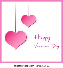 happy valentine with hanging pink hearts eps10