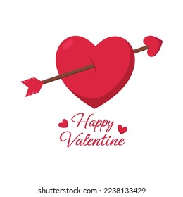 Happy Valentine heart and arrow for your loved ones, Can Use in Greeting card Poster Banner 