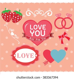 Happy Valentine icon set vector.