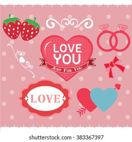 Happy Valentine icon set vector.