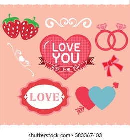 Happy Valentine icon set vector.