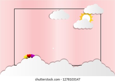 happy Valentine. illustrated love balloons with beautiful shapes. the beauty of a love balloon above the clouds - Vector