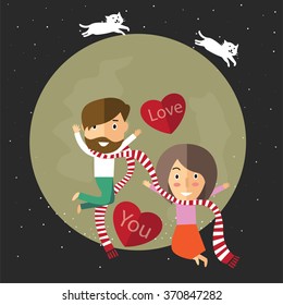happy valentine with the moon