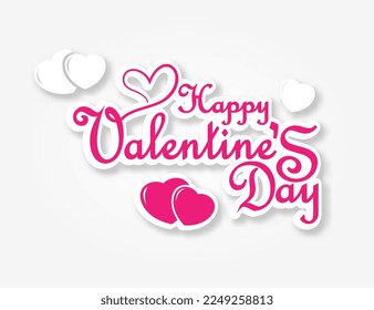 Happy Valentine. paper cut style typography text. hand lettering with love decoration. ideal for greeting cards, celebration labels, invitation templates, banners, etc