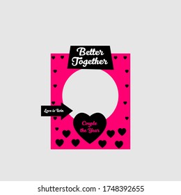 Happy valentine photo booth design, vector illustration