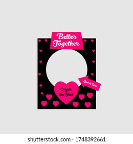 Happy valentine photo booth design, vector illustration