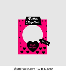 Happy valentine photo booth design, vector illustration