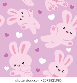 happy valentine pink bunny pattern for wallpaper, textures etc.