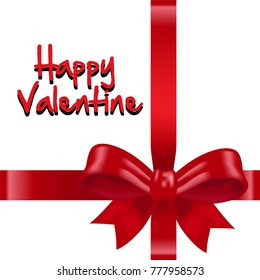 Happy Valentine Present Wrap Price Red Ribbon 3D