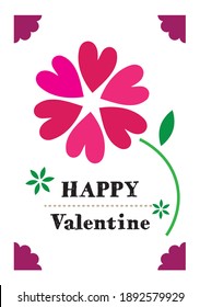 "HAPPY Valentine" Red Flower Simple Valentine Card