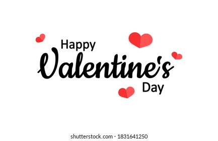 Happy Valentine s day banner. Calligraphy text. Greeting card. Love concept. Vector EPS 10. Isolated on white background.