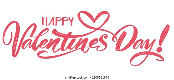 happy Valentine s day text on the background of the heart on white background. , Valentine s day, greeting card hand drawn vector illustration sketch. Calligraphy lettering