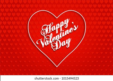 Happy Valentine s Day vintage lettering greeting card on red background with heart. The 14th of February