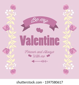 Happy valentine seamless cards, with pink and white wreath frame design template. Vector