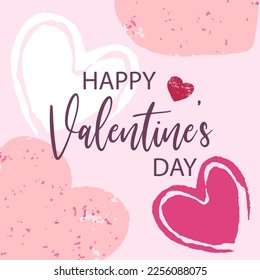 Happy Valentine Stroke Hearts Vector Card Background