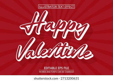 Efecto de texto de San Valentín feliz Tipografía romántica del amor
