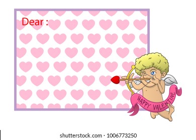 Happy Valentine text label for greeting card