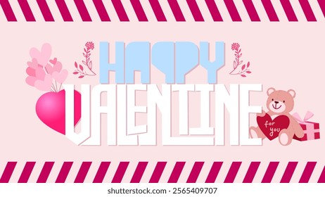 happy valentine typhography text design