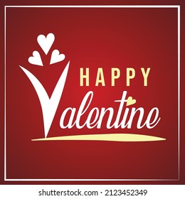 Happy Valentine Typography Red and yellow Hearts