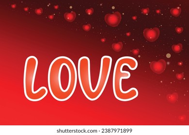 Happy valentine Vector greeting Shining red hearts 14 february Day all lovers Text word Letter Gentle design Romantic feelings Gradient Love beautifully craft Wedding Valentine's card radiating warmth