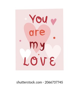 Feliz ilustración vectorial de San Valentín con letras. Diseño brillante para web, impresión, emoticones, logotipo, plantilla, etc. 