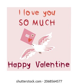 Happy Valentine vector illustration with lettering. Bright design for web, print, stickers, logo, template, etc. 