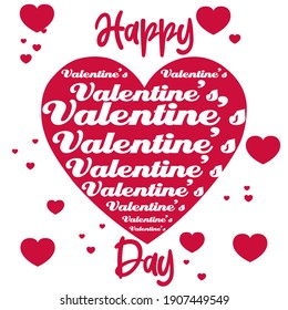 Happy Valentine. Vector illustration of valentine's day text. Greeting card, banner, baground, etc.