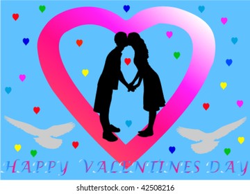 happy valentine vector silhouette