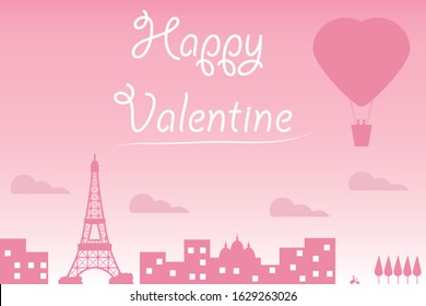 Happy Valentine wallpaper with Paris landscape good for your dekstop or printed on wall