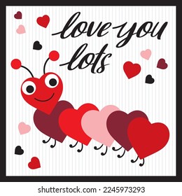 Happy valentine or wedding card design with cute love worm