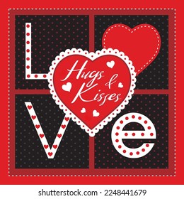 Happy valentine or wedding card with hearts and love letter