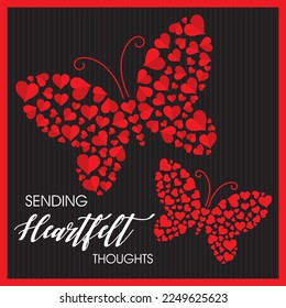 Happy valentine or wedding day card with butterfly of hearts