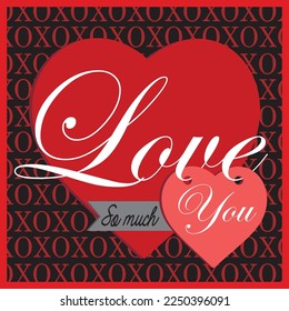 Happy valentine or wedding day with hearts and love text