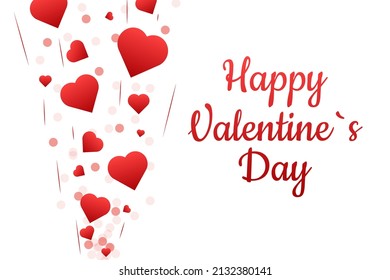 Happy valentines in 3d style. Heart love vector background. Text box. Happy valentines in abstract style on red background