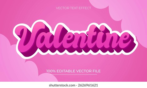 Happy Valentines 3d text effect pink theme