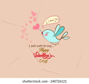 happy valentines with bird greeting card