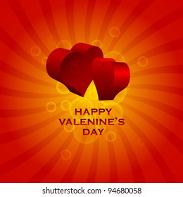 Happy Valentine's card with hearts in 3D effect. Vector illustration.