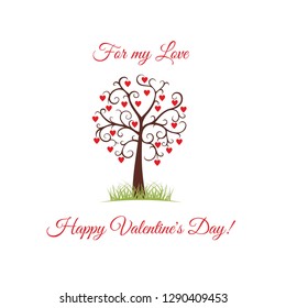 Happy Valentine's card with love tree.