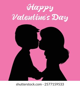 Happy Valentines Celebration Silhouette Love Card Background