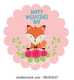 Happy valentines with cute fox
