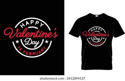 Happy Valentine's Day 14 February T-shirt design.