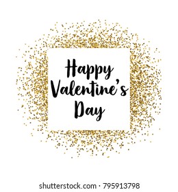 Happy Valentine's Day (14 February) vector card, banner, sticker with golden glitter elements.