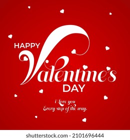 Happy Valentines Day 14th Feb Vector Illustration. Red Background.