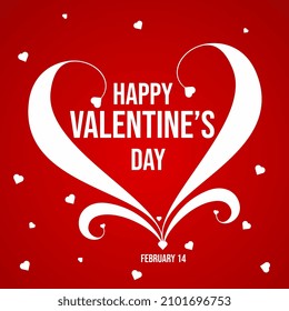 Happy Valentines Day 14th Feb Vector Illustration. Red Background.