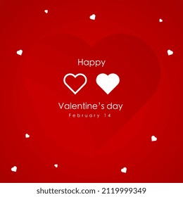 Happy Valentines Day 14th Feb. Red Background. Vector Illustration.