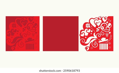 Happy Valentine's Day 2 layer heart design red gift card.