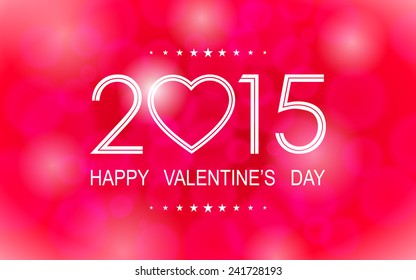 happy valentine's day 2015 with bokeh and lens flare pattern on sweet pink background (vector) 
