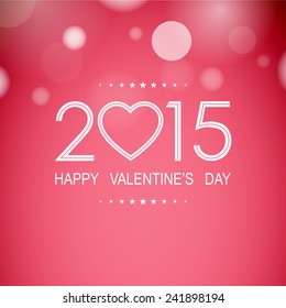 happy valentine's day 2015 with bokeh and lens flare pattern on sweet pink background (vector) 