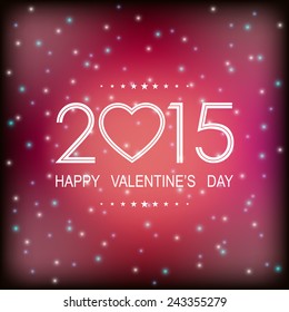 happy valentine's day 2015 with bokeh and lens flare pattern on sweet pink background (vector) 