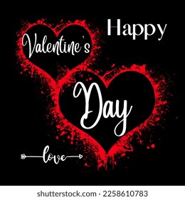 Happy Valentine's Day 2023 with Black background color. Two hearts in red glued to each other. At the bottom a small signature.
Wish a happy Valentine's Day to your loved one
express your love to him
